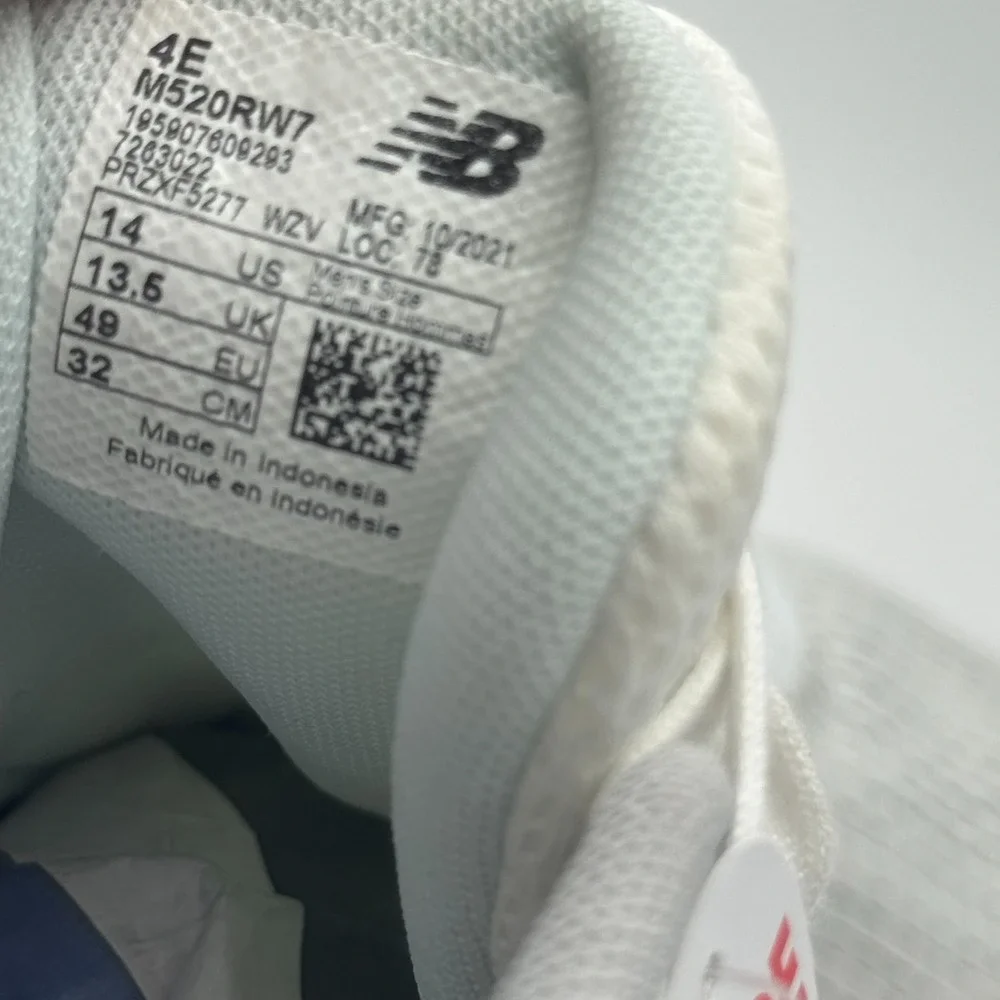 New Balance 520v7 White Gray Running Shoes Men's 14 4E Extra Wide M520RW7
